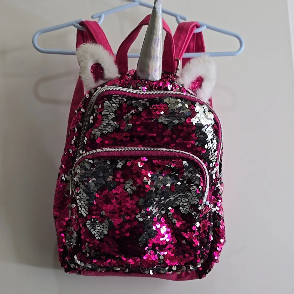 Cat‎ & Jack pink flip sequin unicorn 🦄 backpack